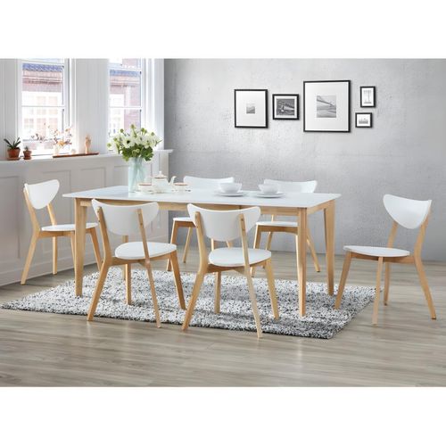Essgruppe: Tisch + 6 Stühle - Weiß - CARINE