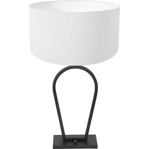 Steinhauer - tischlampe - Stang - schwarz - leinen metall stoff - Ø 40cm - E27 - 3507ZW