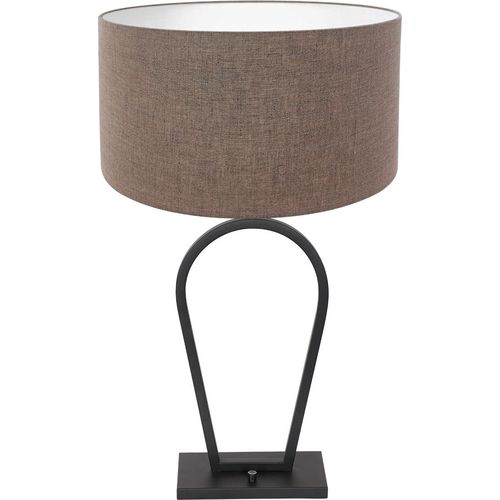 Steinhauer - tischlampe - Stang - schwarz - leinen metall stoff - Ø 40cm - E27 - 3508ZW