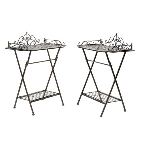 2x Butlers tray Serviertisch Gartentisch Eisen Garten Klapptisch Tisch garden