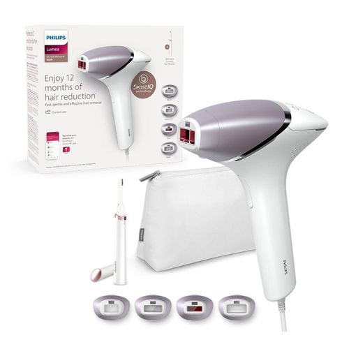 Philips IPL-Haarentferner Lumea IPL Haarentfernungsgerät 8000 – mit SenseIQ,4 Aufsätze, 450000 Lichtimpulse, 2 Aufsätze, Frauen, Männer, Intimbereich