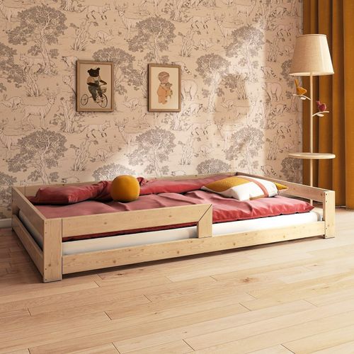 Need Sleep Kinderbett Bodenbett 120x200 cm mit Rausfallschutz aus Fichtenholz