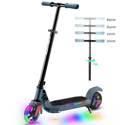 Elektroroller Für Kinder 4–8 Jahren, Kinder E Roller Mit Verstellbarer Höhe, Max. 12 km/h, 110W, Bis 60kg, Elektroscooter Grau