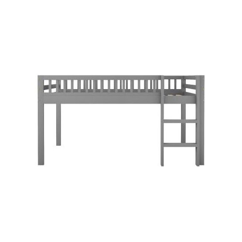 Kinderbett Massivholzbett 90x200 cm (Ohne Matratze) mit Lattenrost mit Sicherheitsleiter Grau