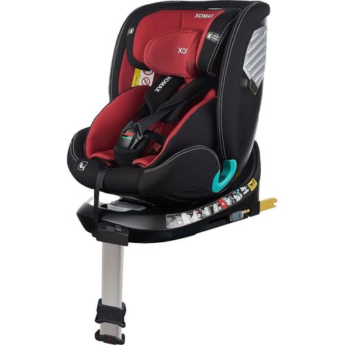 Auto Kindersitz / Sitzerhöhung drehbar 360° Grad mit Standfuß (Schwarz) für Kinder von ca. 15 Monate bis 12 Jahre / 9 bis 36 kg / ECE R129 (Klasse I, II, III) mit ISOFIX,Farbe:Rot