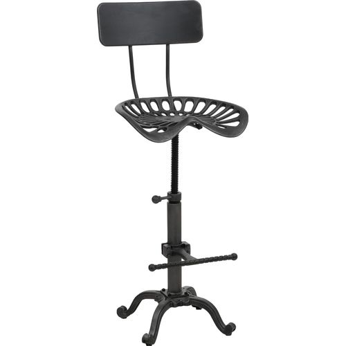 Barhocker HWC-N26, Barstuhl Tresenhocker, höhenverstellbar drehbar Fußablage Industrial Metall schwarz-silber