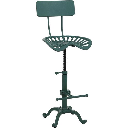 Barhocker HWC-N26, Barstuhl Tresenhocker, höhenverstellbar drehbar Fußablage Industrial Metall grün