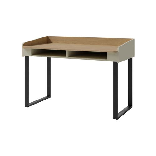 Schreibtisch ALEX mit 2 offenen Regalen, Arbeitstisch mit Ablage, Eukalyptus