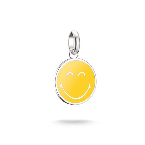 Charm-Einhänger THOMAS SABO "SMILEYWORLDCalm Charm - Connect", silberfarben, gelb, Charms, Damen, Silber 925 (recycelt)