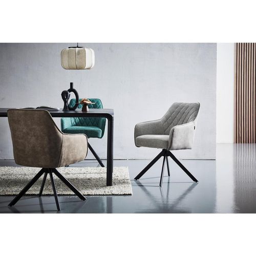 Livetastic Armlehnstuhl , Grün, Schwarz , Holz, Metall, Textil , Pappel , Sperrholz , Füllung: Schaumstoff, Taschenfederkern , Drehkreuz , 57x84x63 cm
