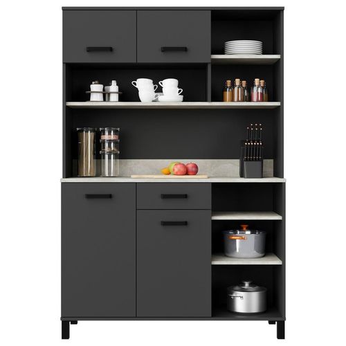 P & B Buffet Linda , Anthrazit, Hellgrau , Metall , 4 Fächer , 1 Schubladen , 119.1x177x40 cm , Küchen, Küchenmöbel, Buffetschränke