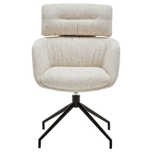 Dieter Knoll Armlehnstuhl , Schwarz, Beige , Metall, Textil , Drehkreuz , 62x92x65 cm , Lederauswahl, Stoffauswahl, Sitzfläche 360° drehbar ,