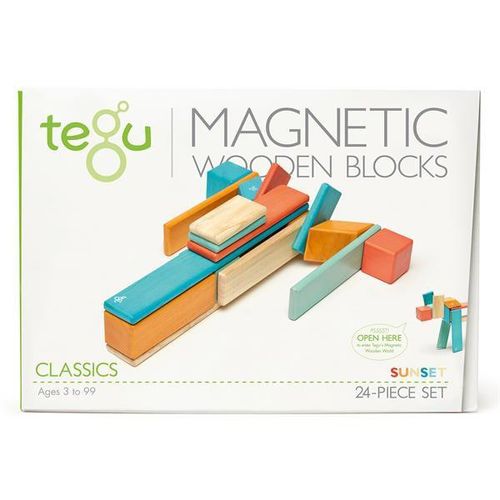 Carletto 24 Magnetische Holzbausteine orange blau