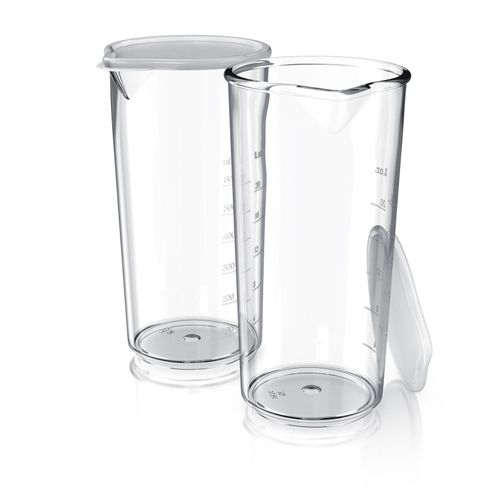Arendo 2x Messbecher mit Deckel, 600ml, 20 Unzen, Klarsichtbecher, Mixbecher aus Kunststoff, Kunststoff, (2-St), ideal für elektrische Handmixer, Stabmixer & Handrührer