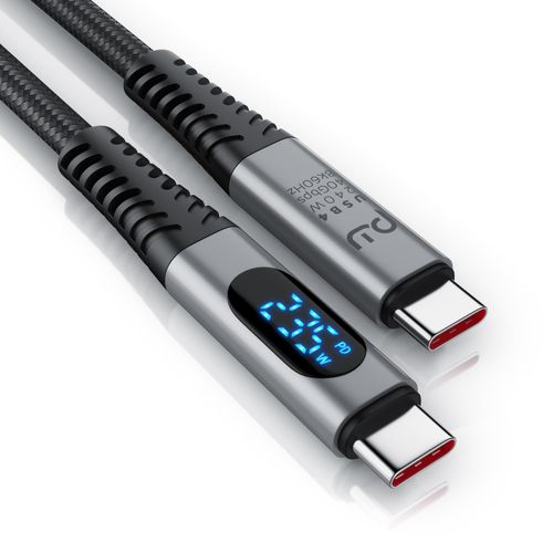 Primewire Thunderbolt 3 Kabel, USB 4 Typ C, USB-Kabel, USB-C, (150 cm), Gen 3x2-100 Watt Ladekabel / Datenkabel 40 Gbit/s mit Display, 1,5m