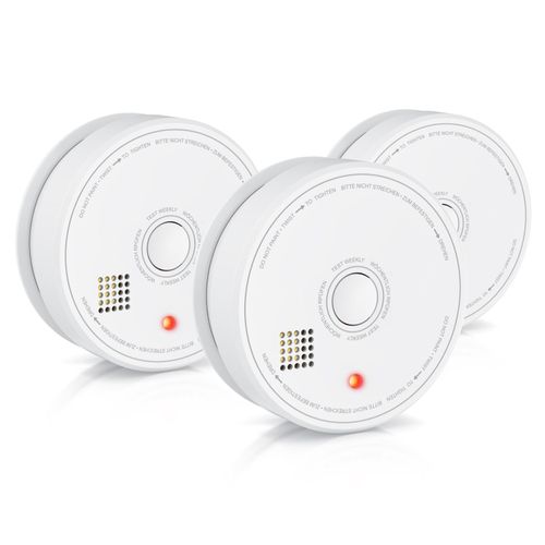 Brandson 3x Rauchmelder (Wechselbare Batterie, wiederverwendbar, Batteriewarnung, TÜV geprüft)