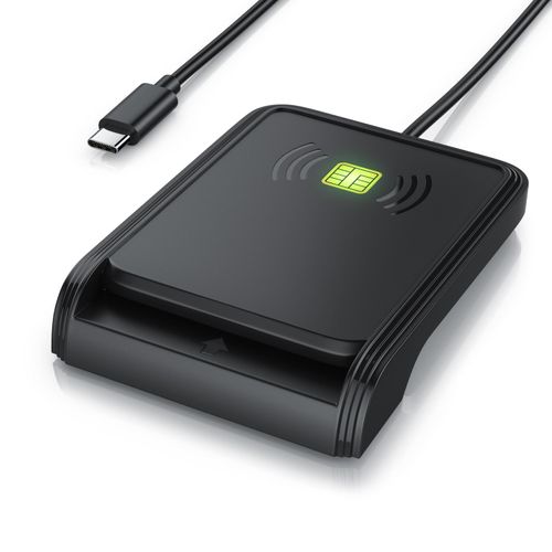 CSL Speicherkartenleser USB C, NFC, SmartCard Reader, SIM Kartenlesegerät, ISO 7816, ISO 14443, Mac OS, Windows 7–11, Personalausweis, Krankenkassenkarten, Bankkarten