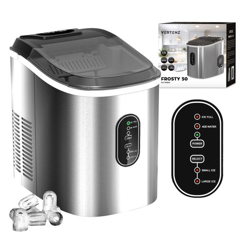 Vertenz Frosty 50 Eiswürfelbereiter – 16 kg/24h, 2,2 L Wassertank, 2 Eiswürfelgrößen, LED-Bedienfeld, Selbstreinigung, leise & energieeffizient