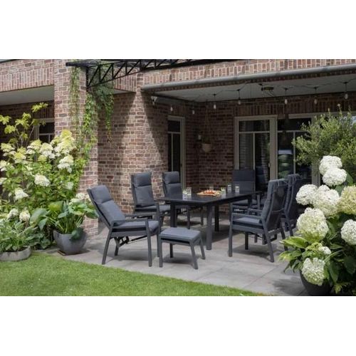 Gartenmöbelset Relaxsessel Merida + Hocker mit Tisch Tarifa 160/210 x 90 cm