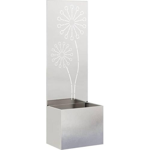 vidaXL Blumentopf mit dekorativem Paneel Silber 50 x 140 cm Edelstahl