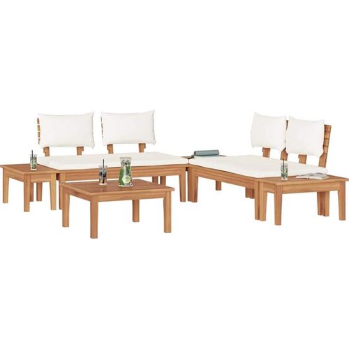 vidaXL Gartenbänke Set mit Kissen mit Speicher 3 pcs Braun, Creme