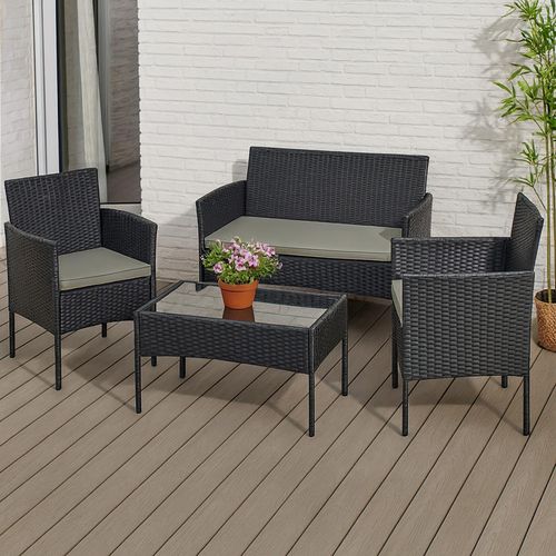 Gartenmöbel Schwarz 4-teiliges Set Wiebke