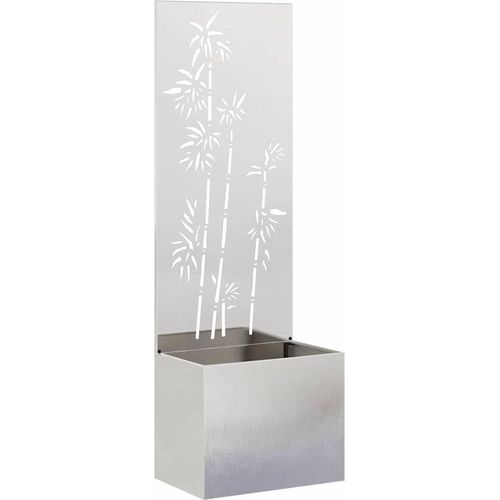 vidaXL Blumentopf mit dekorativem Paneel Silber 50 x 140 cm Edelstahl