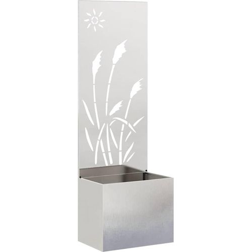 vidaXL Blumentopf mit dekorativem Paneel Silber 50 x 140 cm Edelstahl