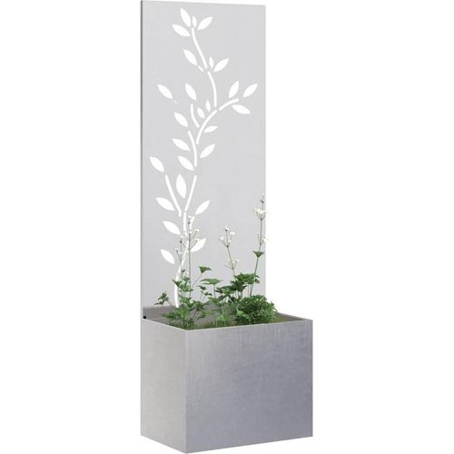 vidaXL Blumentopf mit dekorativem Paneel Silber 50 x 140 cm Edelstahl