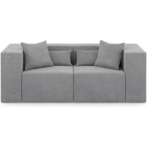2-Sitzer Sofa NOVA - Modulares Sofa fur Wohnzimmer, 208x105x76cm Hellgrau