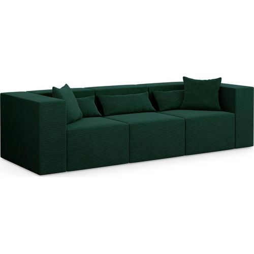 3-Sitzer Couch Nova - 284x105x76cm modulares Couch fur Wohnzimmer, Dunkelgrün