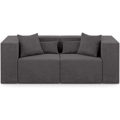 2-Sitzer Sofa NOVA - Modulares Sofa fur Wohnzimmer, 208x105x76cm Dunkelgrau