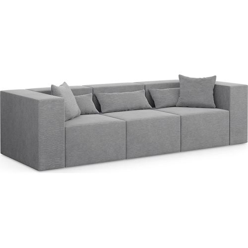 3-Sitzer Couch Nova - 284x105x76cm modulares Couch fur Wohnzimmer, Hellgrau