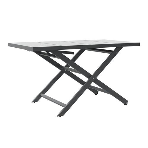 Ambia Garden Loungetisch stufenlos höhenverstellbar , Grau , Metall , rechteckig , eckig , 140x40-71x75 cm , höhenverstellbar , Loungemöbel,