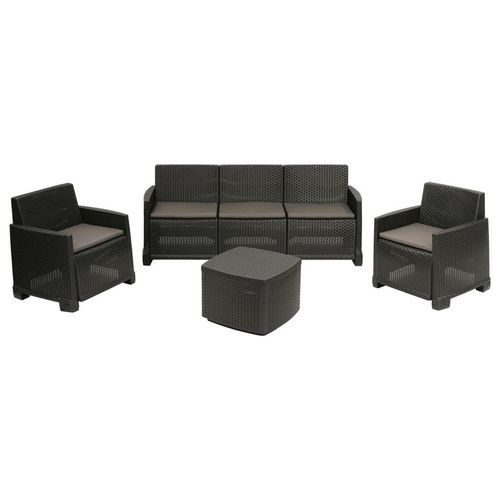 Xxxl Gartenset , Anthrazit , Kunststoff , 9-teilig , Füllung: Schaumstoff, Fleece , Made in Italy , abnehmbarer Boxdeckel , Balkonmöbel,
