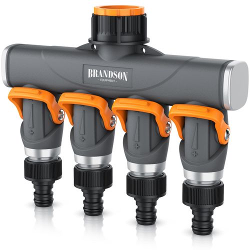 Brandson 4-Wege Schlauchverteiler, 3/4 1/2 Zoll, 2-tlg., schmaler Wasserhahnverteiler, regulierbar, Gartenbewässerung