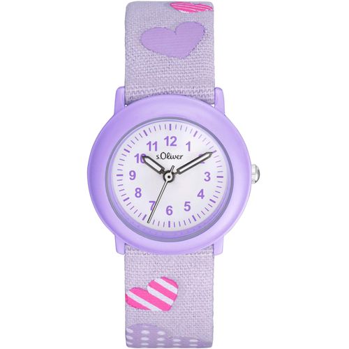 Quarzuhr S.OLIVER, lila, Armbanduhren, Kinder, Armbanduhr, Kinderuhr, Mädchen, Herzen, Geschenkidee