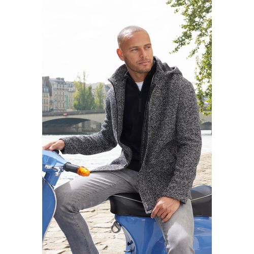 Strickmantel JOHN DEVIN, Herren, Gr. 58, schwarz (schwarz meliert), Grobstrick, Obermaterial: 100% Polyester, meliert, Mäntel, im Tweed-Look