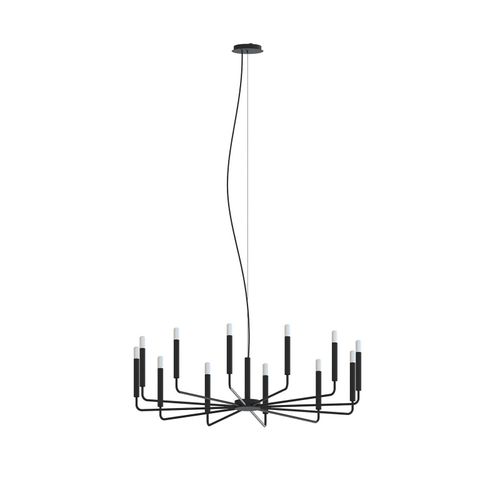 Kronleuchter ORTO B, schwarz, Metall, Ø 103 cm, 12-flammig