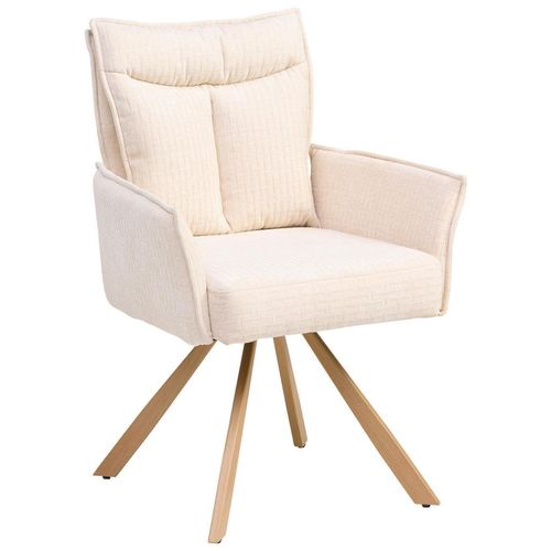 Mid.you Armlehnstuhl , Weiß, Eiche , Holz, Textil , Eiche , Drehkreuz , 63x91x64 cm , Bsci , inklusive Armlehnen , Esszimmer, Stühle, Esszimmerstühle,