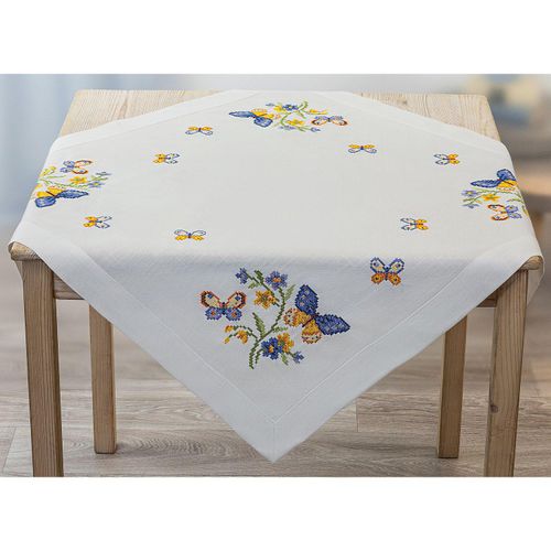 Stickmitteldecke "Schmtterlinge bunt"