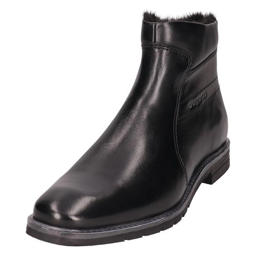 Westernstiefelette BUGATTI, Herren, Gr. 44, schwarz, Leder, Basic, Schuhe, Stiefelette, Business Schuh mit Warmfutter und Reißverschluss