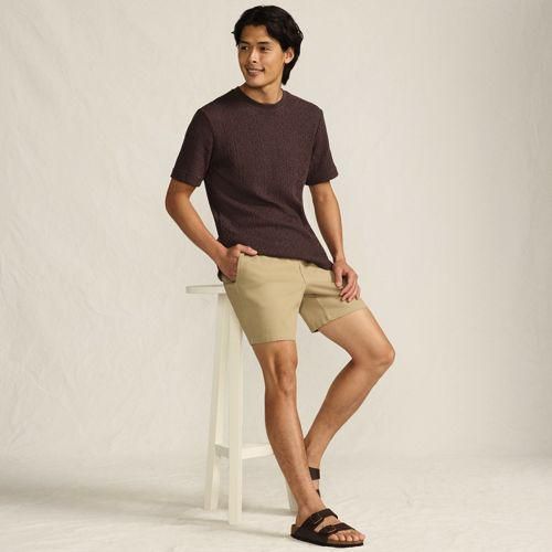 T-Shirt aus Jersey mit Struktur, Herren,  Rot, Baumwolle/Polyester, by Lands' End