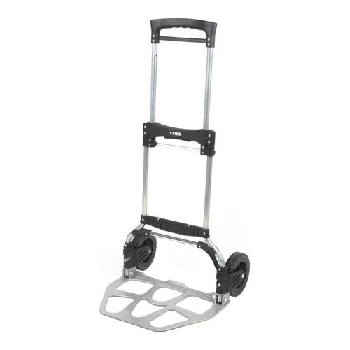 STIER Sackkarre klappbar, Aluminium Transportkarre, Belastbarkeit bis 120kg, Stapelkarre zum Transportieren, Treppenstufen-geeignet, Getränkekisten- und Paket-Transport