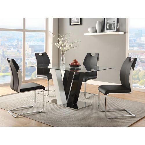 Set aus Esstisch + 4 Stühle - Schwarz & Weiß - WINCH