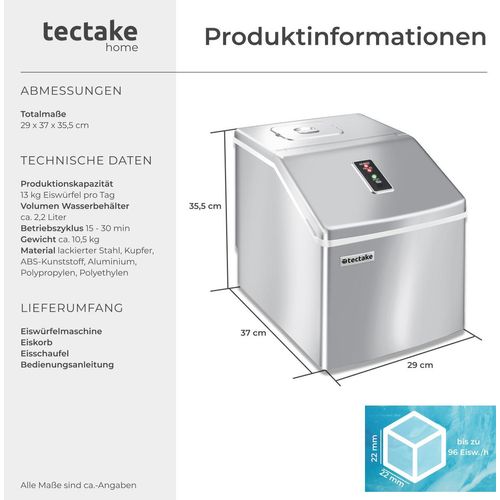 Eiswürfelmaschine für klare Eiswürfel, 2,2 l Wassertank