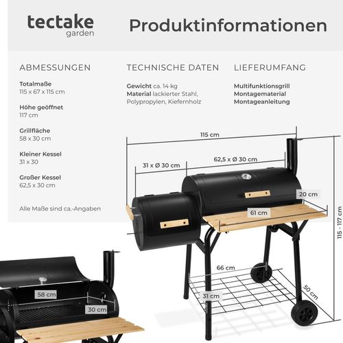 Holzkohlegrill 115 x 67 x 115 cm