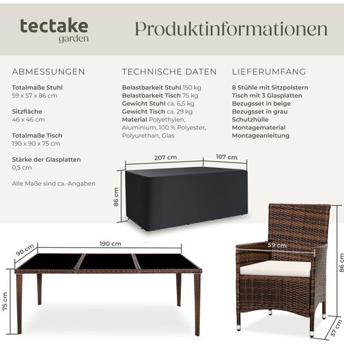 Rattan Sitzgruppe Menorca mit Aluminiumgestell