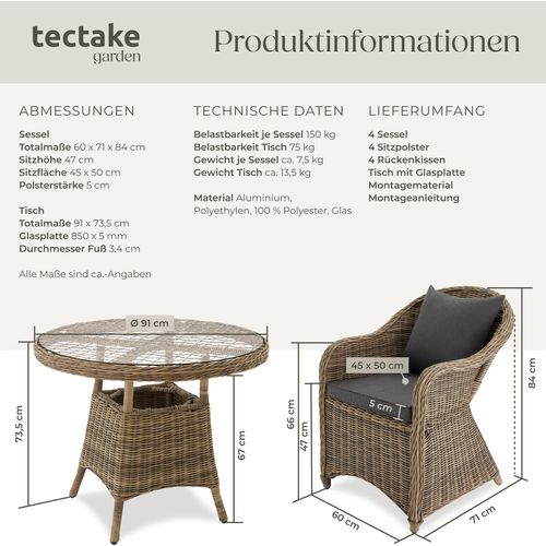 Rattan Sitzgruppe Zürich mit Aluminiumgestell