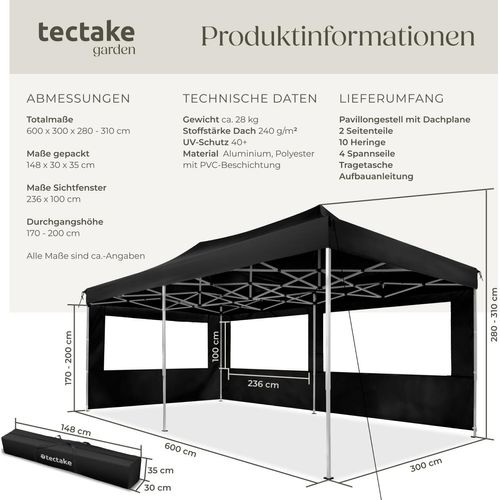 Pavillon Viola 6 x 3 m, mit Aluminiumgestell